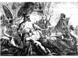 Daniel interpreting the mysterious handwriting on the wall of Belshazzar`s palace